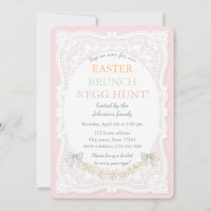 Invitación Babero para bebé con estampado floral de conejito 