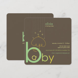 Invitación Baby a en B Belly Green Whimsical Moda Baby Shower