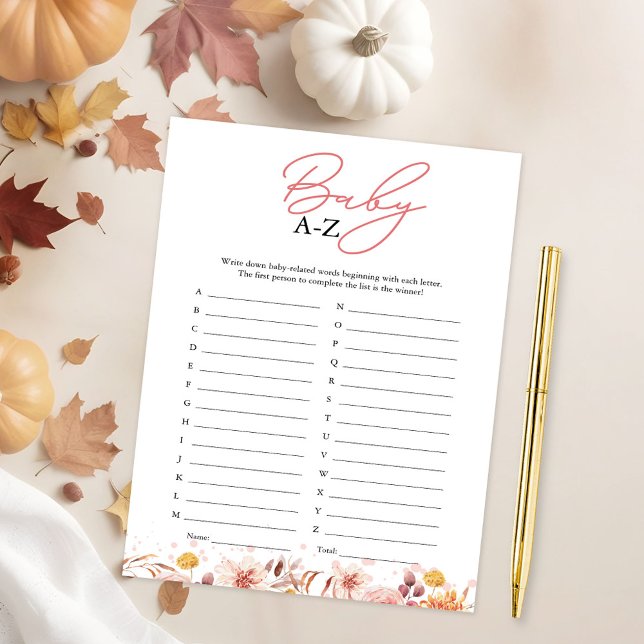 Invitación Baby A-Z Game Fall Baby Shower (Subido por el creador)