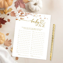 Invitación Baby A-Z Game Fall Baby Shower