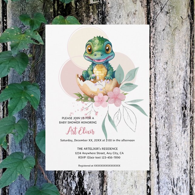 Invitación Baby Alligator Hatching Floral Baby Shower (Subido por el creador)