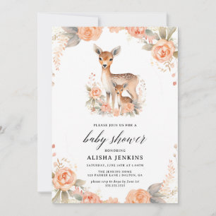 Invitación Baby Animals and Flowers Baby Shower