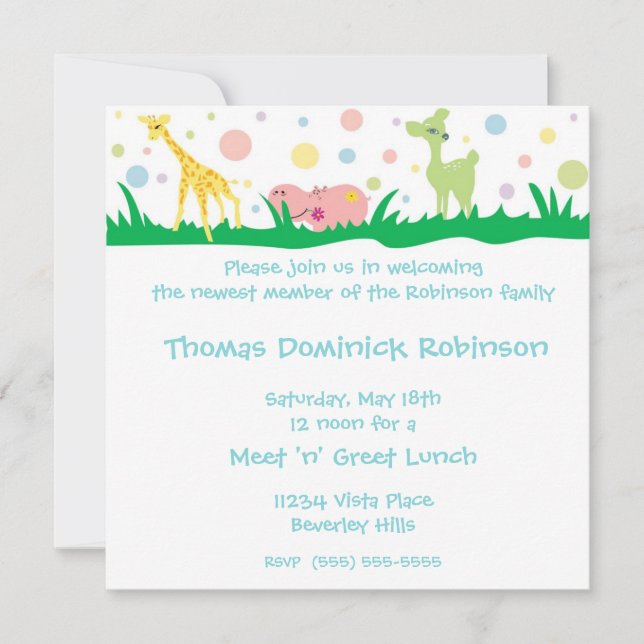 Invitación Baby Animals - Baby Shower invita (Anverso)