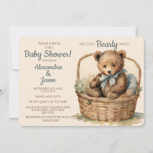 Invitación Baby Bear Boys Bearly Wait Baby Shower