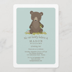 Invitación Baby Bear Cub Animal Tema Fiesta de Cumpleaños