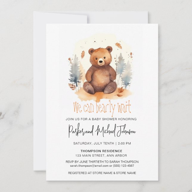 Invitación Baby Bear Woodland Animal Baby Shower (Anverso)