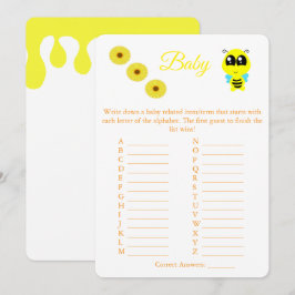 Invitación Baby Bee | Baby Shower Game Card Flyer de ABC