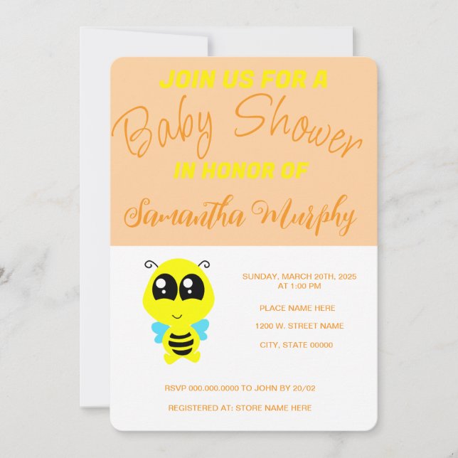 Invitación Baby Bee | Baby Shower Invitation (Anverso)