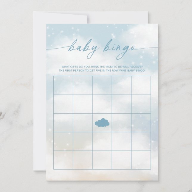 Invitación Baby Bingo Cloud 9 Blue Baby Shower Game (Anverso)