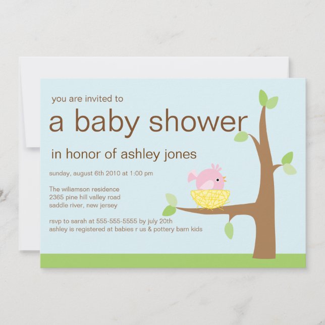 Invitación Baby Bird Nest Baby Baby Shower (Anverso)
