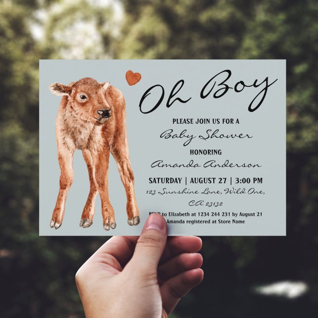 Invitación Baby Bison Oh Boy Baby Shower (Subido por el creador)