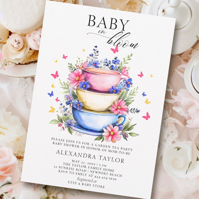 Invitación Baby Bloom Fiesta de té Wildflowers Baby Shower (baby in bloom shower invitation wildflowers garden tea party colorful summer spring)