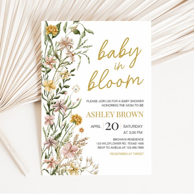 Invitación Baby Bloom Wildflower Spring Baby Shower (Floral Baby in Bloom Baby Shower Invitation)