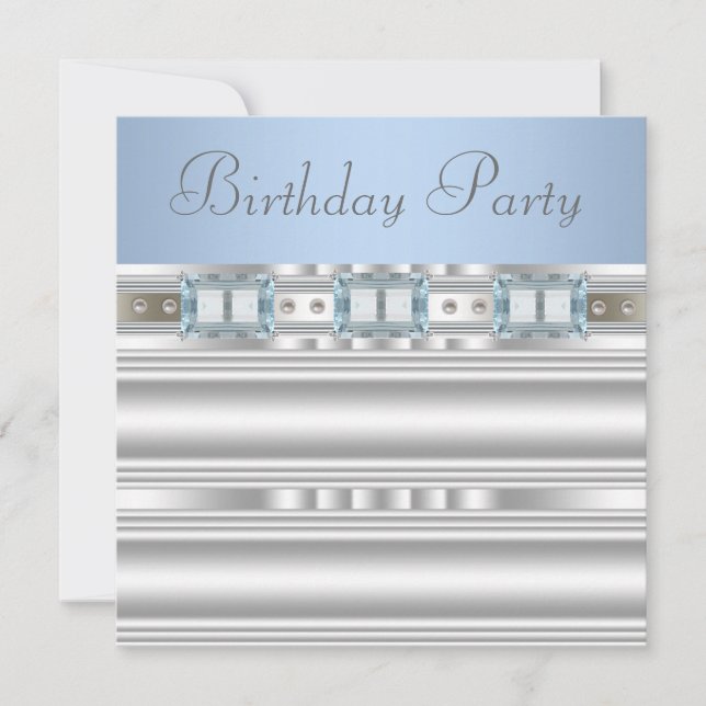 Invitación Baby Blue Birthday Party (Anverso)