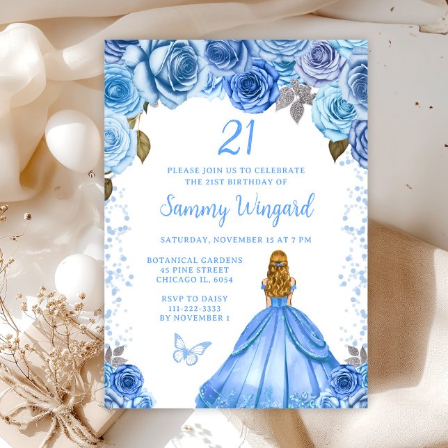 Invitación Baby Blue Blonde Hair Princess Fiesta de cumpleaño (Subido por el creador)