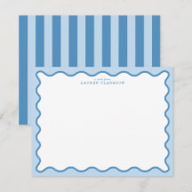 Baby Blue & Blue Wavy Border Note Card