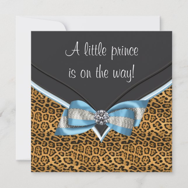 Invitación Baby Blue Cheetah Prince Baby Shower (Anverso)