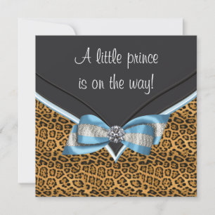 Invitación Baby Blue Cheetah Prince Baby Shower