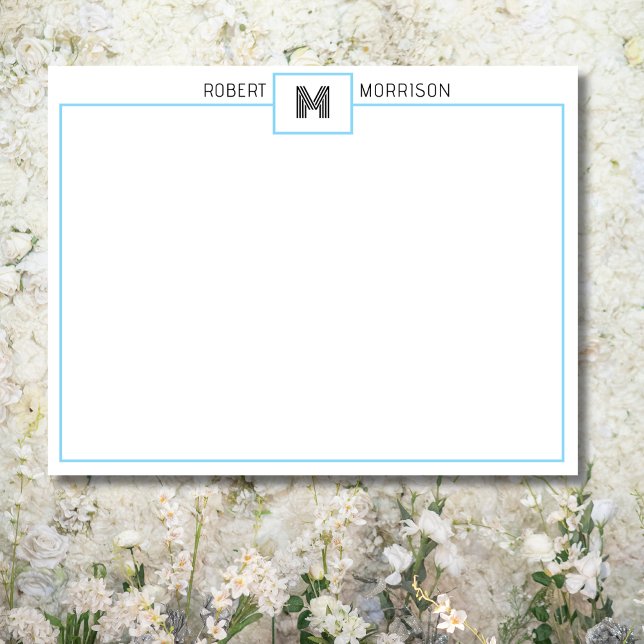 Invitación Baby Blue Chic Monogram Stationery Note Card (Subido por el creador)