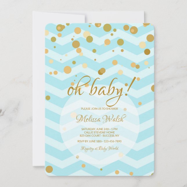 Invitación Baby Blue Confetti Baby Shower (Anverso)