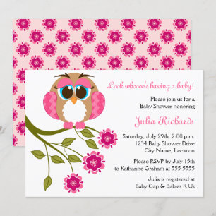 Invitación Baby Blue Eyes Owl Baby Shower