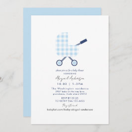 Invitación Baby Blue Gingham Baby Shower
