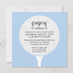 Invitación Baby Blue Golf Ball Fiesta de cumpleaños para el g