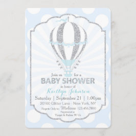 Invitación Baby Blue Hot Air Balloon Baby Shower