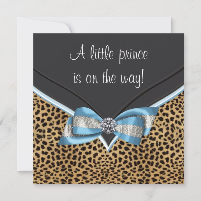 Invitación Baby Blue Leopard Prince Baby Shower (Anverso)