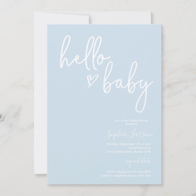 Invitación Baby Blue Minimalista Moderno Boho Baby Shower (Anverso)
