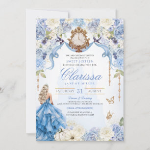 Invitación Baby Blue Royal Princess Dulce Dieciséis Cumpleaño