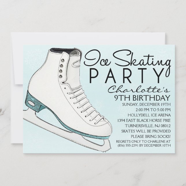 Invitación Baby Blue Skate Mates Fiesta de cumpleaños para pa (Anverso)
