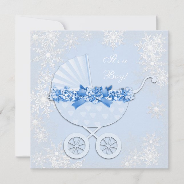 Invitación Baby Blue Snowflake Winter Wonderland Baby Shower (Anverso)