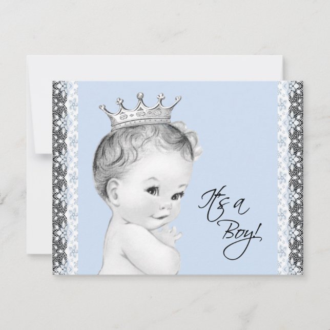 Invitación Baby Blue Sweet Little Prince Baby Shower (Anverso)
