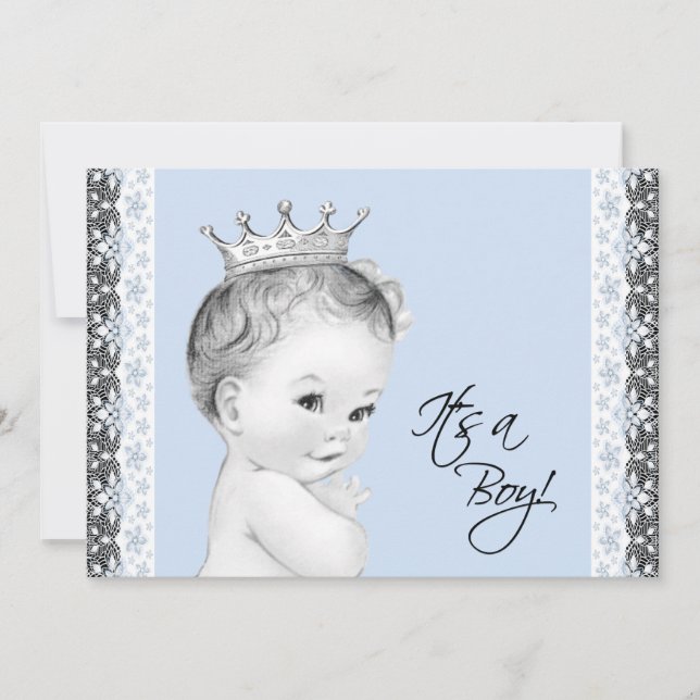 Invitación Baby Blue Sweet Little Prince Baby Shower (Anverso)