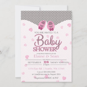 Invitación Baby Booties Chicas rosados invitan a una ducha de