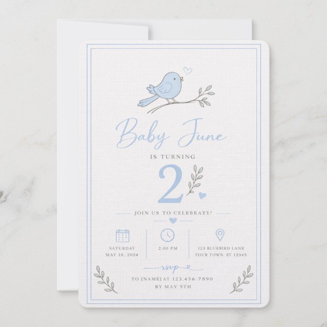 Invitación Baby Boy 2nd Birthday Invite (Anverso)