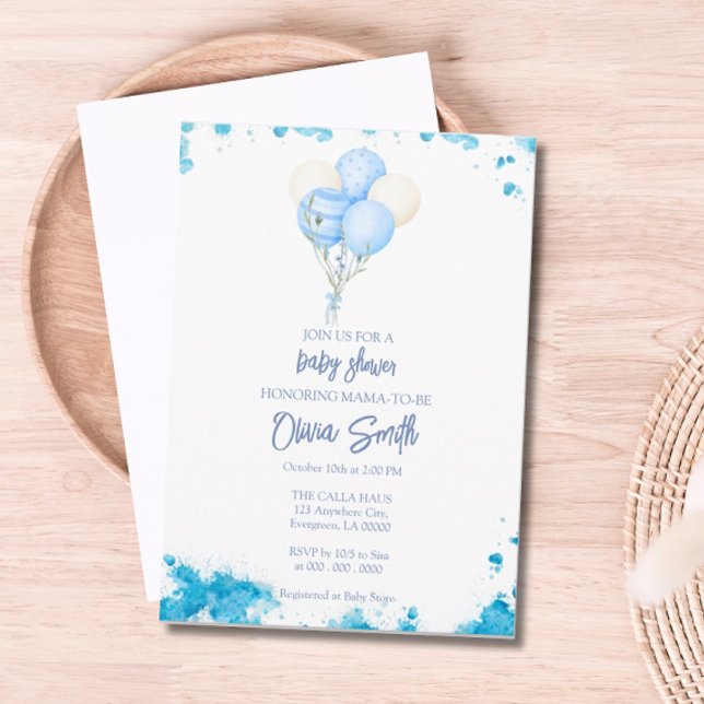 Invitación Baby Boy Balloon Baby Shower (Subido por el creador)