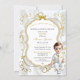 Invitación Baby Boy Baptism Communion Christening Bible