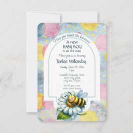 Invitación Baby Boy Bee In A Flower Shower 
