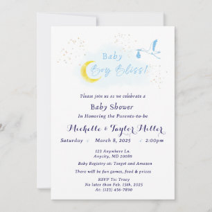 Invitación Baby Boy Bliss Stork Special Delivery