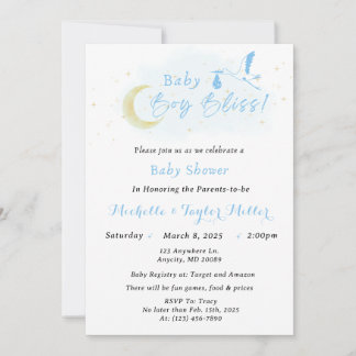 Invitación Baby Boy Bliss Stork Special Delivery