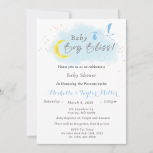 Invitación Baby Boy Bliss Stork Special Delivery