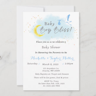 Invitación Baby Boy Bliss Stork Special Delivery