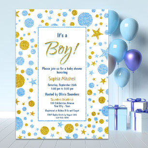 Invitación Baby Boy Blue Confetti Baby Shower