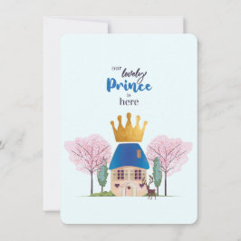 Invitación Baby Boy Blue Gold Castle Baby Shower