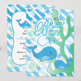 Invitación Baby Boy Blue Whale Baby Shower