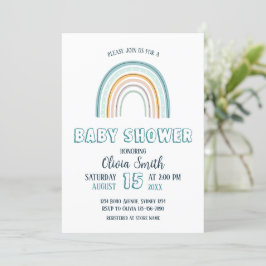 Invitación Baby Boy Boho Rainbow Baby Shower