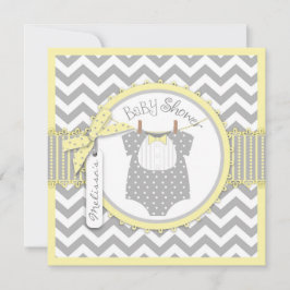 Invitación Baby Boy Bow Tie Chevron Imprimir Baby Shower