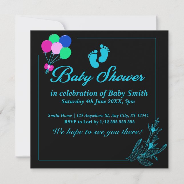 Invitación Baby Boy Cute Baby Shower (Anverso)